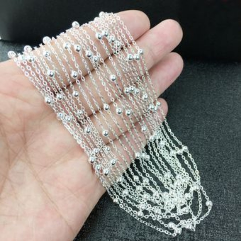 925 Sterling Silver Ball Oval Chain Necklace 16-30